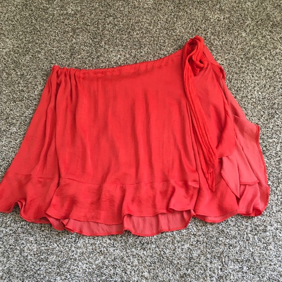 Free People orange one shoulder ruffle blouse top - Picture 2 of 7